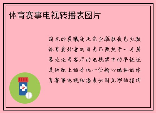 体育赛事电视转播表图片